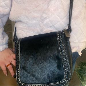 Trinity Ranch Real leather and fur purse